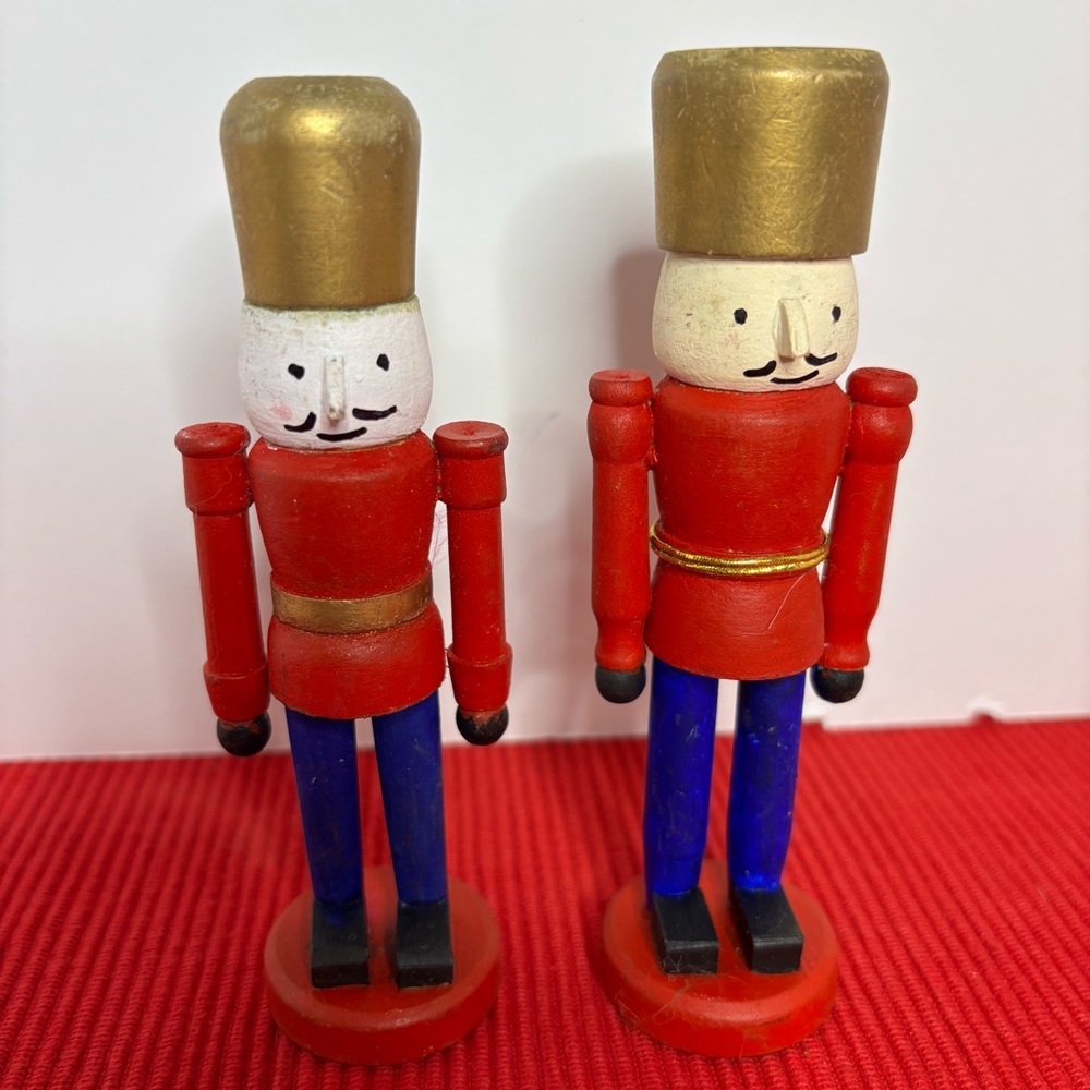 Red and Blue Wooden Nutcracker Figurines